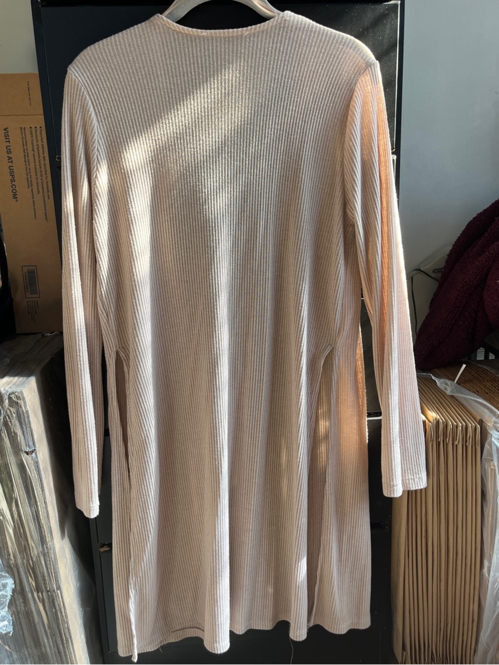 Women's Open-Front Ribbed Cardigan - Picture 2 of 3
